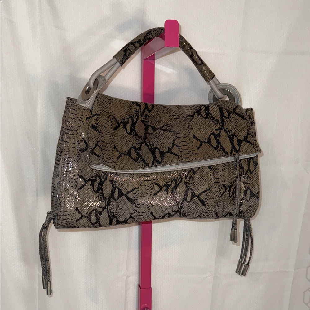 6126‎ Lindsey Lohan 100% Leather Chic Snake Print Shoulder Bag